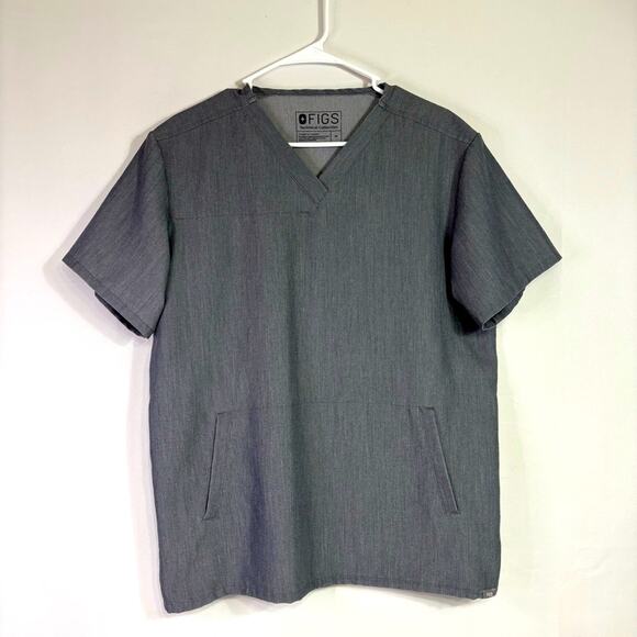Figs Gray V-Neck Technical Collection Medical Scrubs Shirt Size Medium NN0772 - Picture 1 of 8